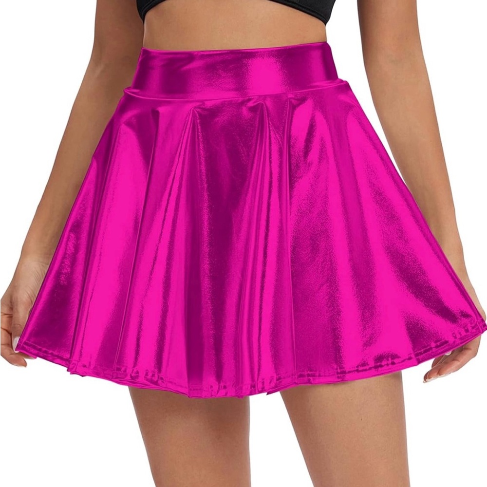 Pink Pleated Mini Skater Skirt for Cocktail